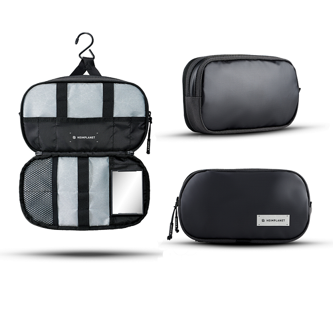 Customized 3 Layer Black Toiletry Kit | promotional bag